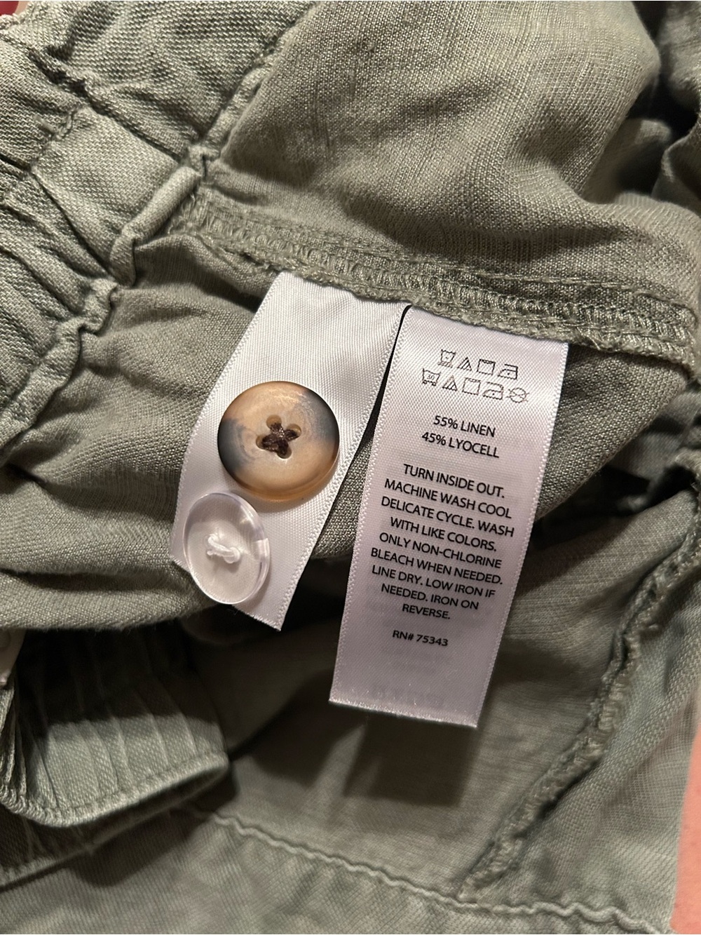 Casual Wide-Leg Utility Pants in Olive linen blend - size 6 - Picture 6 of 6
